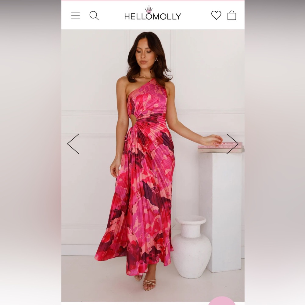 Hello Molly Rose Quartz One Shoulder Satin Maxi Dress Pink